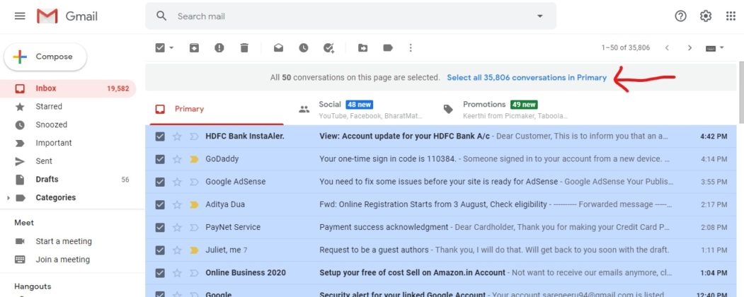 How to delete more than 50 emails in Gmail? - A2Z Gyaan